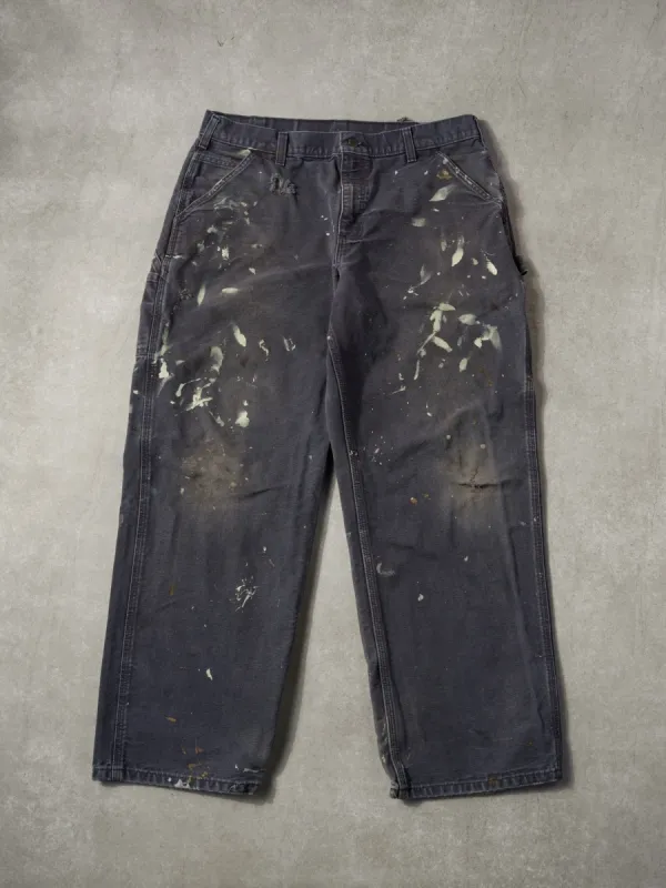 Vintage 90s Washed Dark Grey Carhartt Dungeree Fit Carpenter Pants (36x29) sold by Rebalance Vintage