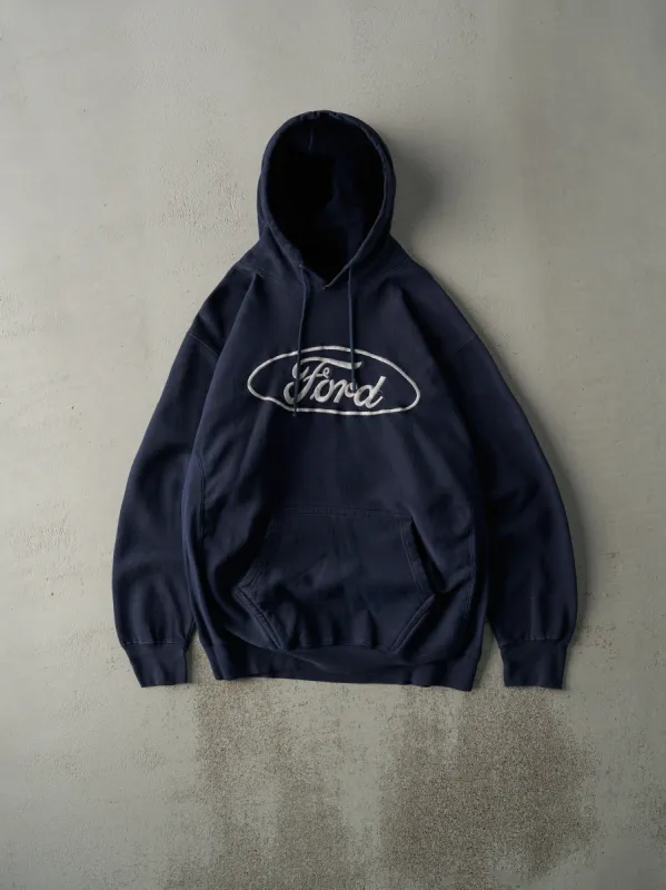 Vintage Y2K Navy Blue Embroidered Ford Hoodie (M) sold by Rebalance Vintage