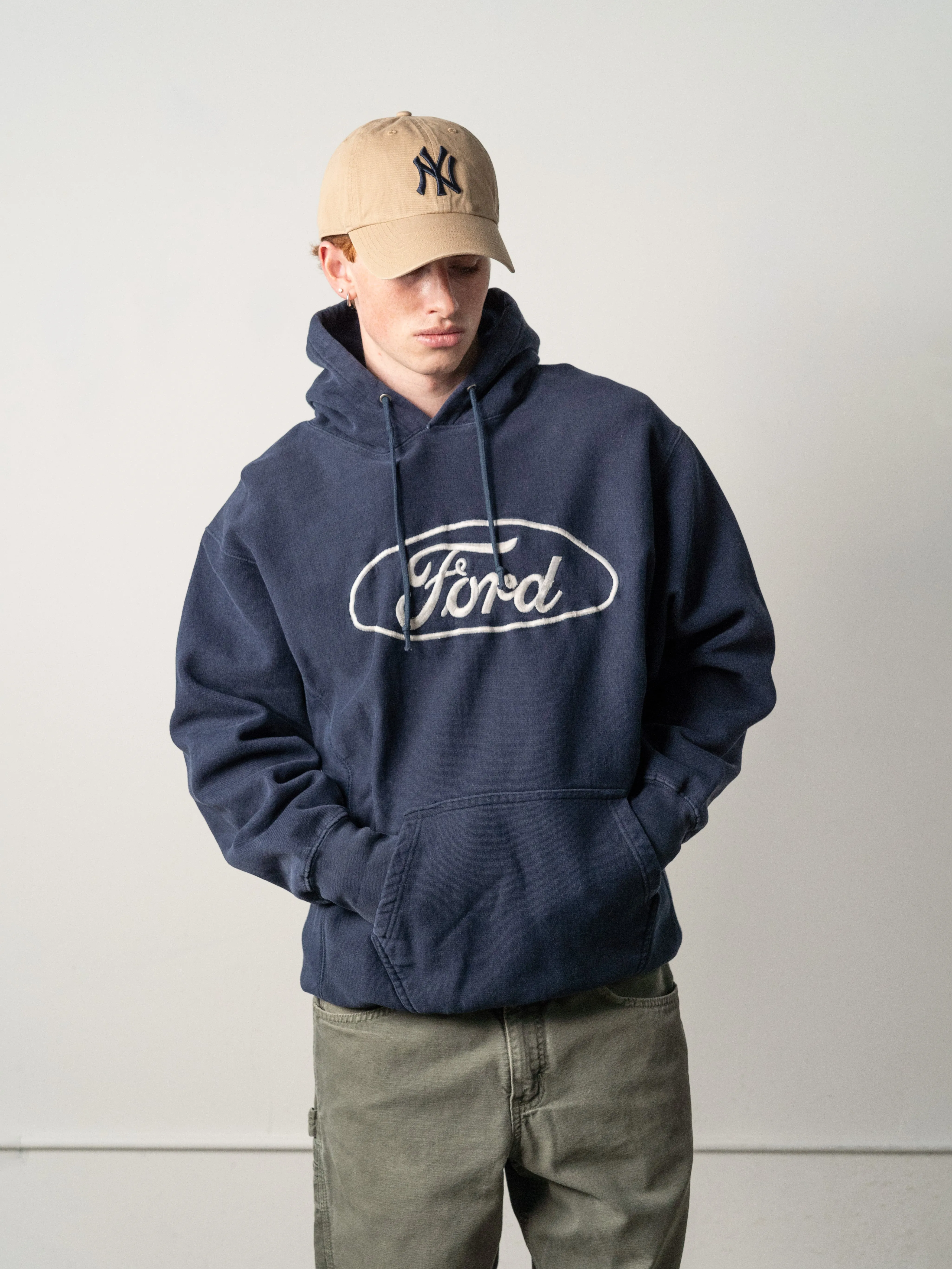 Vintage Y2K Navy Blue Embroidered Ford Hoodie (M) sold by Rebalance Vintage product image thumbnail 2