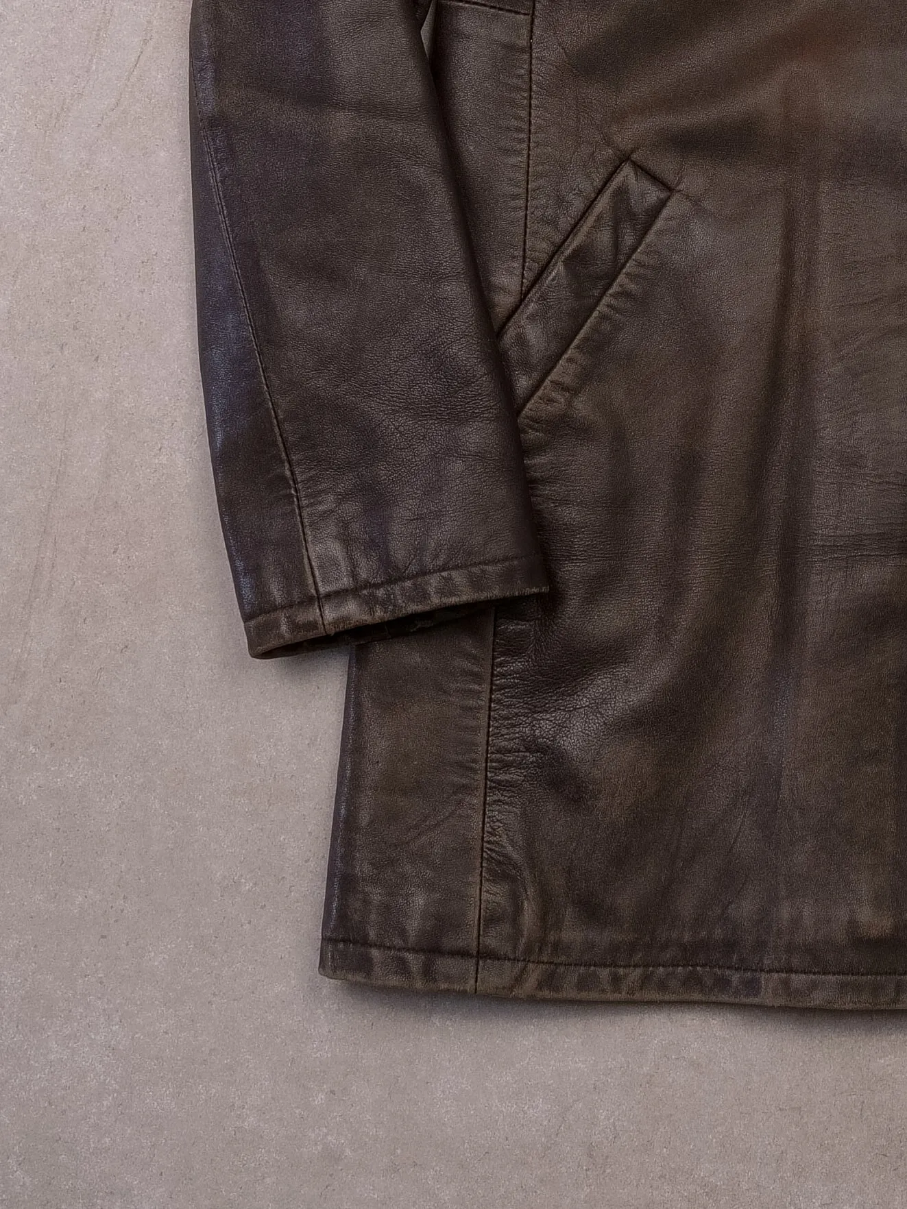 Vintage 90s Brown A-PRO-PEAUX Leather Longcoat (S) sold by Rebalance Vintage product image thumbnail 3