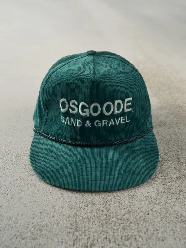 Vintage 80s Green Embroidered Osgoode Corduroy Snapback Hat sold by Rebalance Vintage