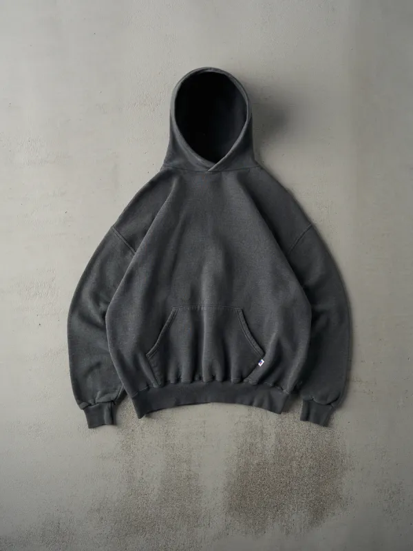Vintage 90s Charcoal Grey Russell Athletics Blank Boxy Hoodie (L) sold by Rebalance Vintage