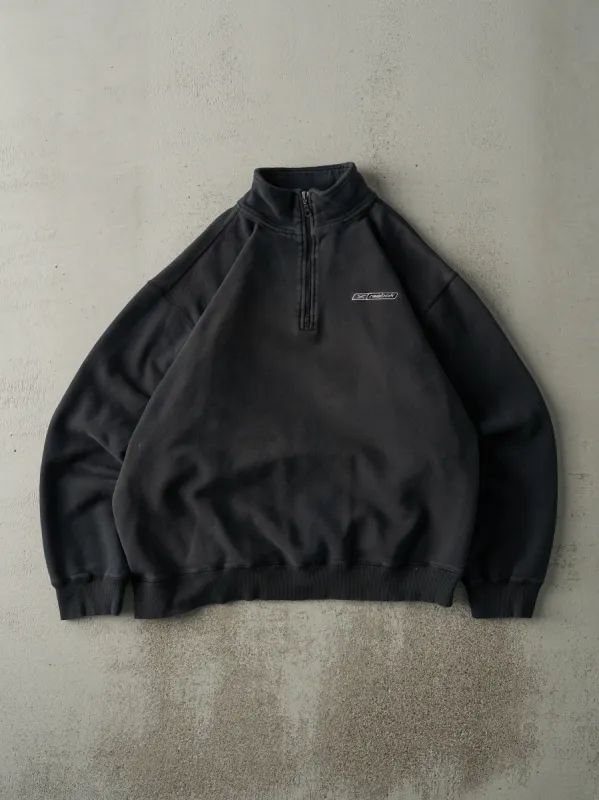 Vintage 90s Black Embroidered Reebok Quarter Zip Boxy Sweater (L) sold by Rebalance Vintage