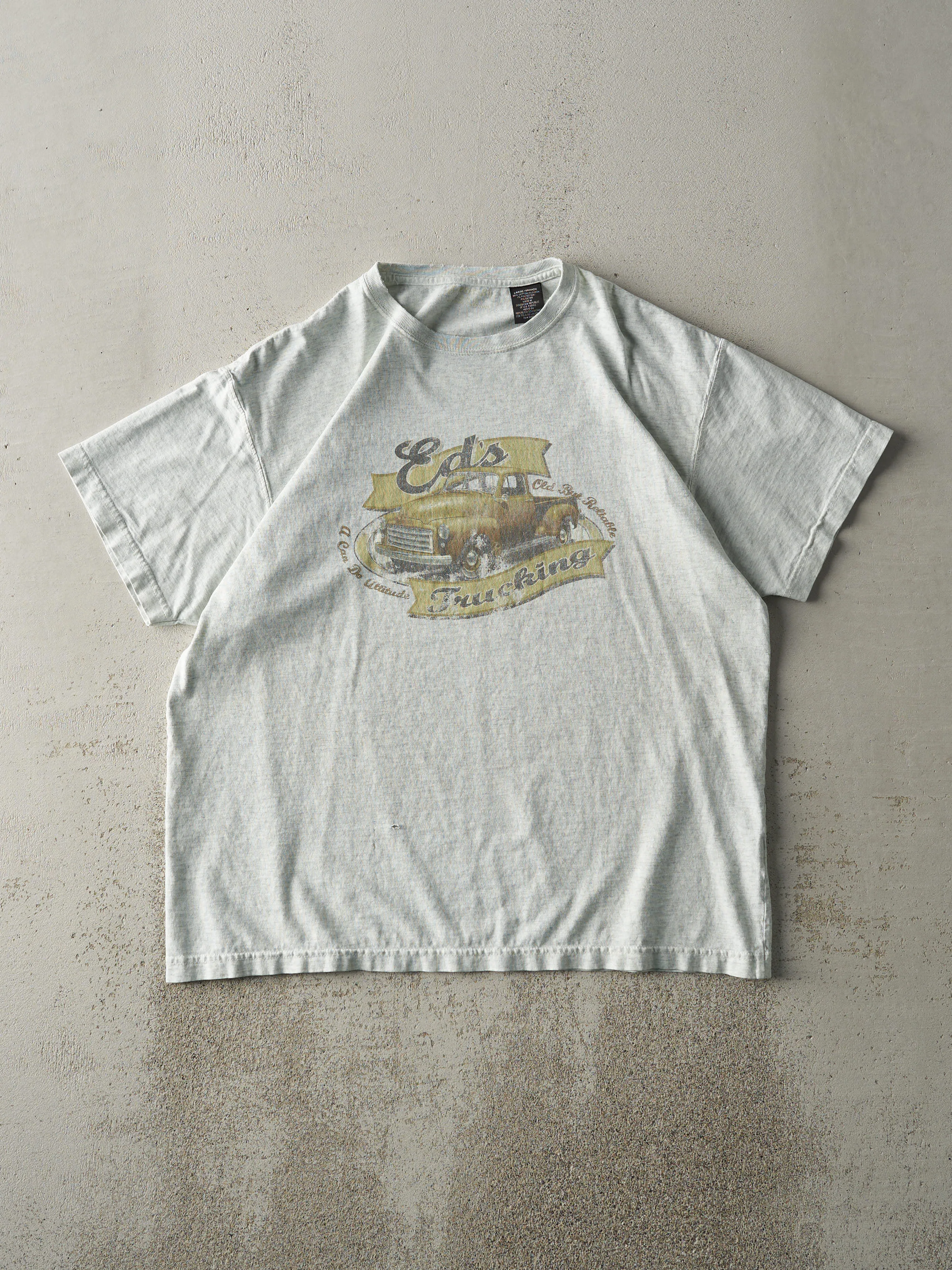 Vintage Y2K Heather Grey Ed's Trucking Tee (L) sold by Rebalance Vintage