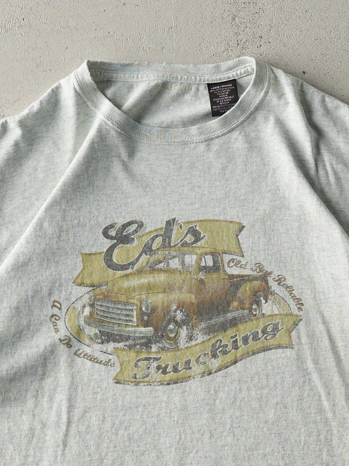 Vintage Y2K Heather Grey Ed's Trucking Tee (L) sold by Rebalance Vintage product image thumbnail 2