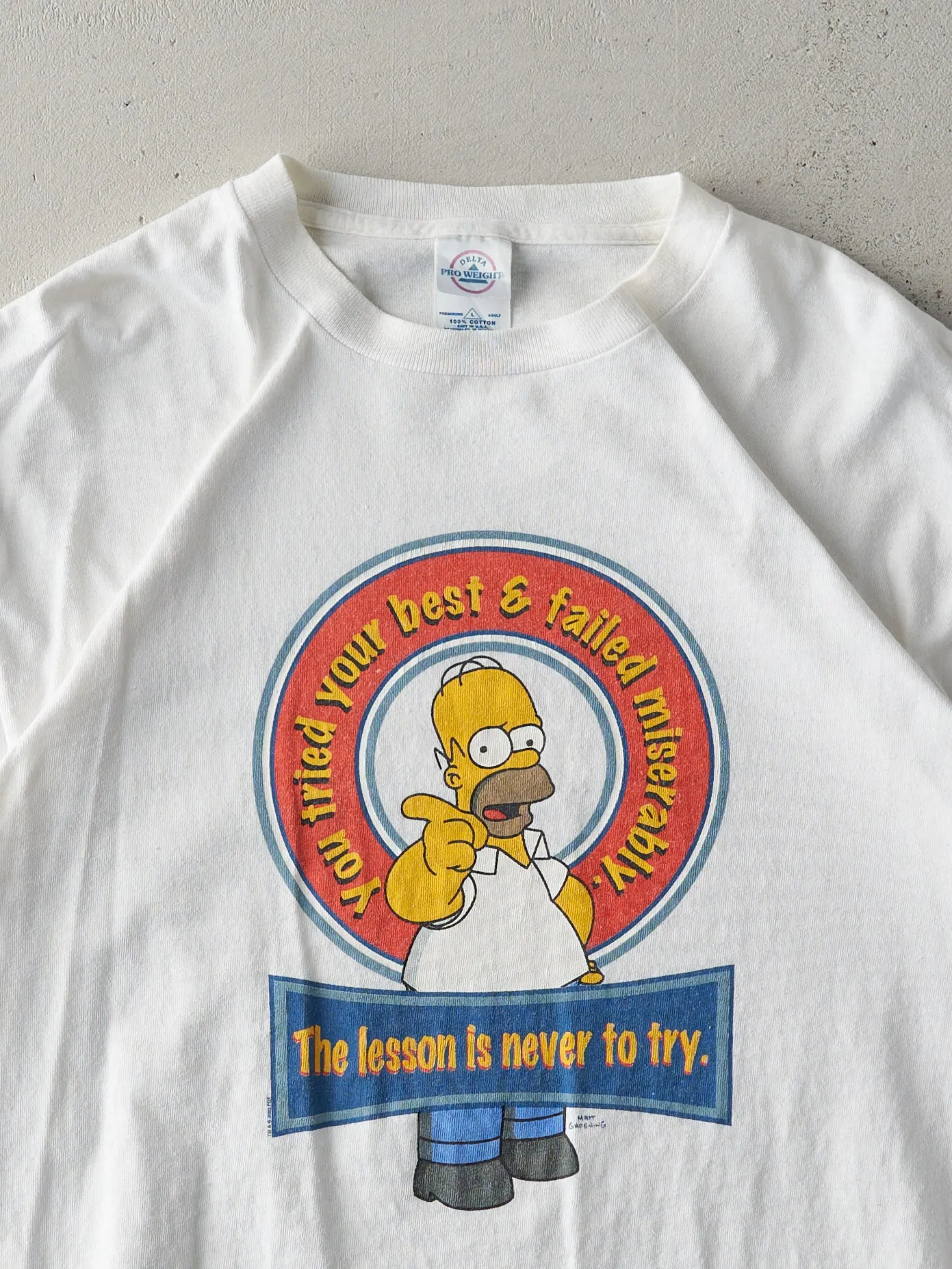 Vintage 03' White Homer Simpson Slogan Tee (M) sold by Rebalance Vintage product image thumbnail 2