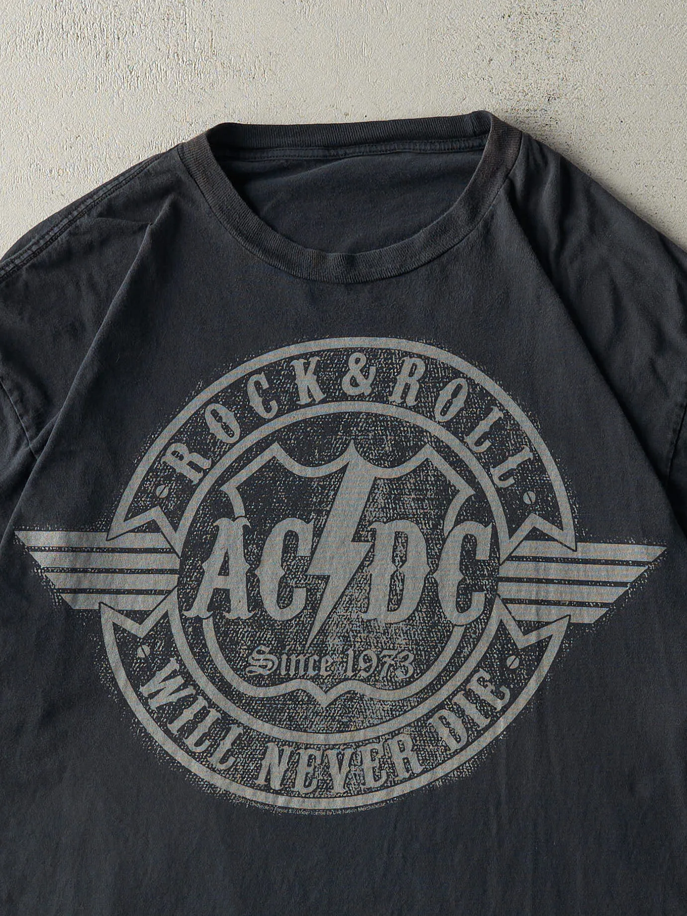 13' Black ACDC Rock & Roll Will Never Die Tee (XXL) sold by Rebalance Vintage product image thumbnail 2