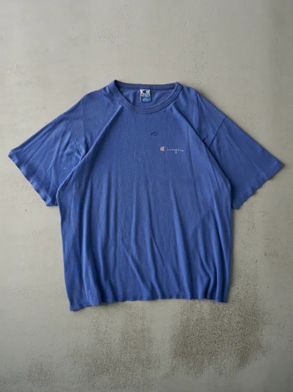 Vintage 90s Blue Champion Logo Tee (L/XL) sold by Rebalance Vintage