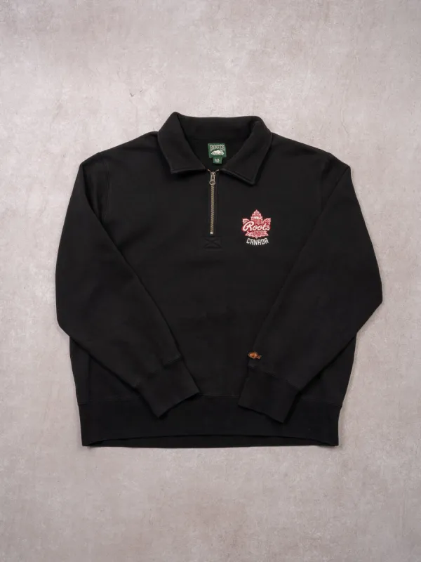 Vintage Black Roots Canada 1/4 Zip Sweater (L) sold by Rebalance Vintage
