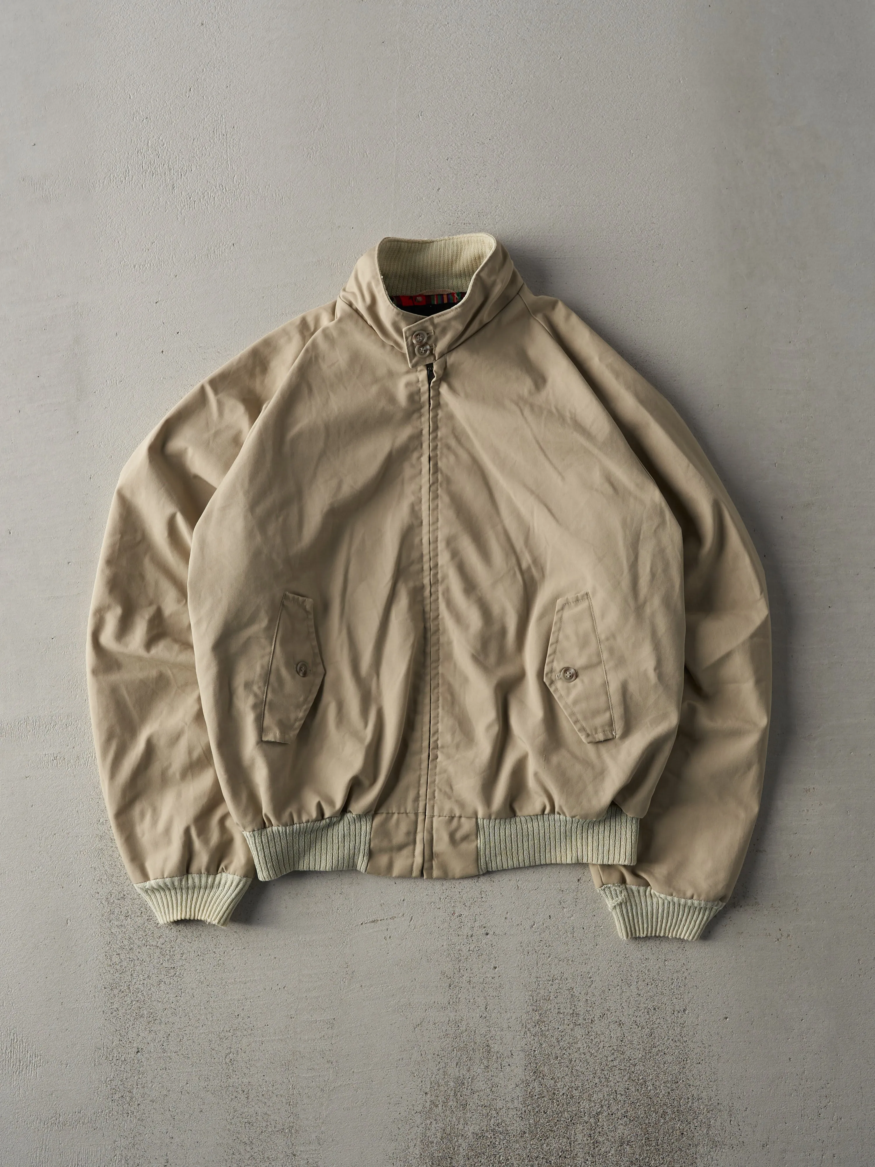 Vintage 70s Beige Flannel Lined Harrington Jacket (M) sold by Rebalance Vintage