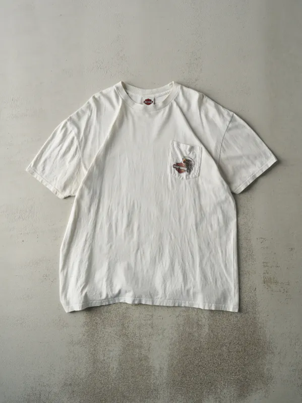 Vintage 10' White Smithfield NC Harley Davidson Pocket Tee (L) sold by Rebalance Vintage