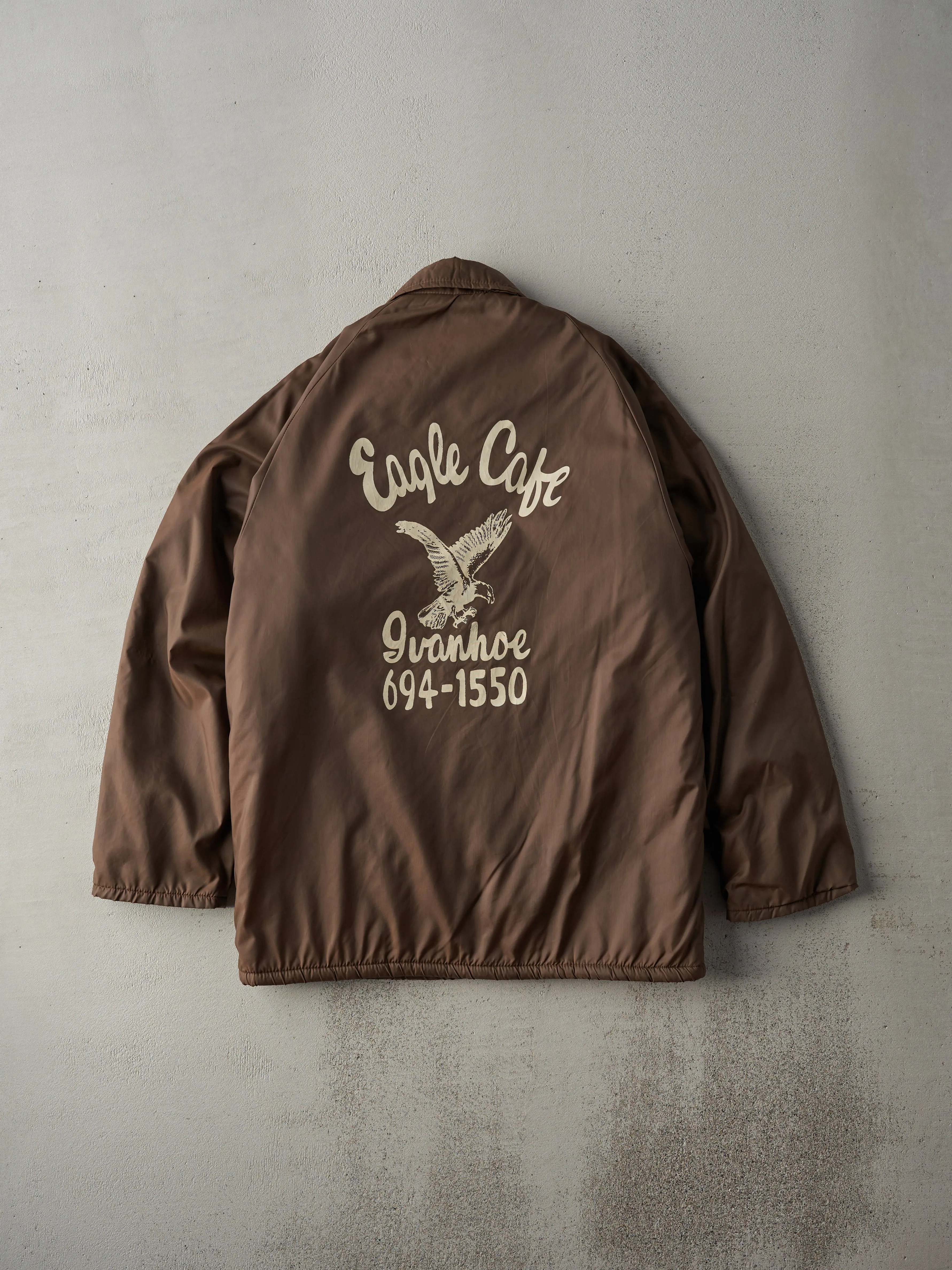 Vintage 70s Dark Brown Eagle Cafe Ivanhoe Chain Stitched Jacket (S) sold by Rebalance Vintage