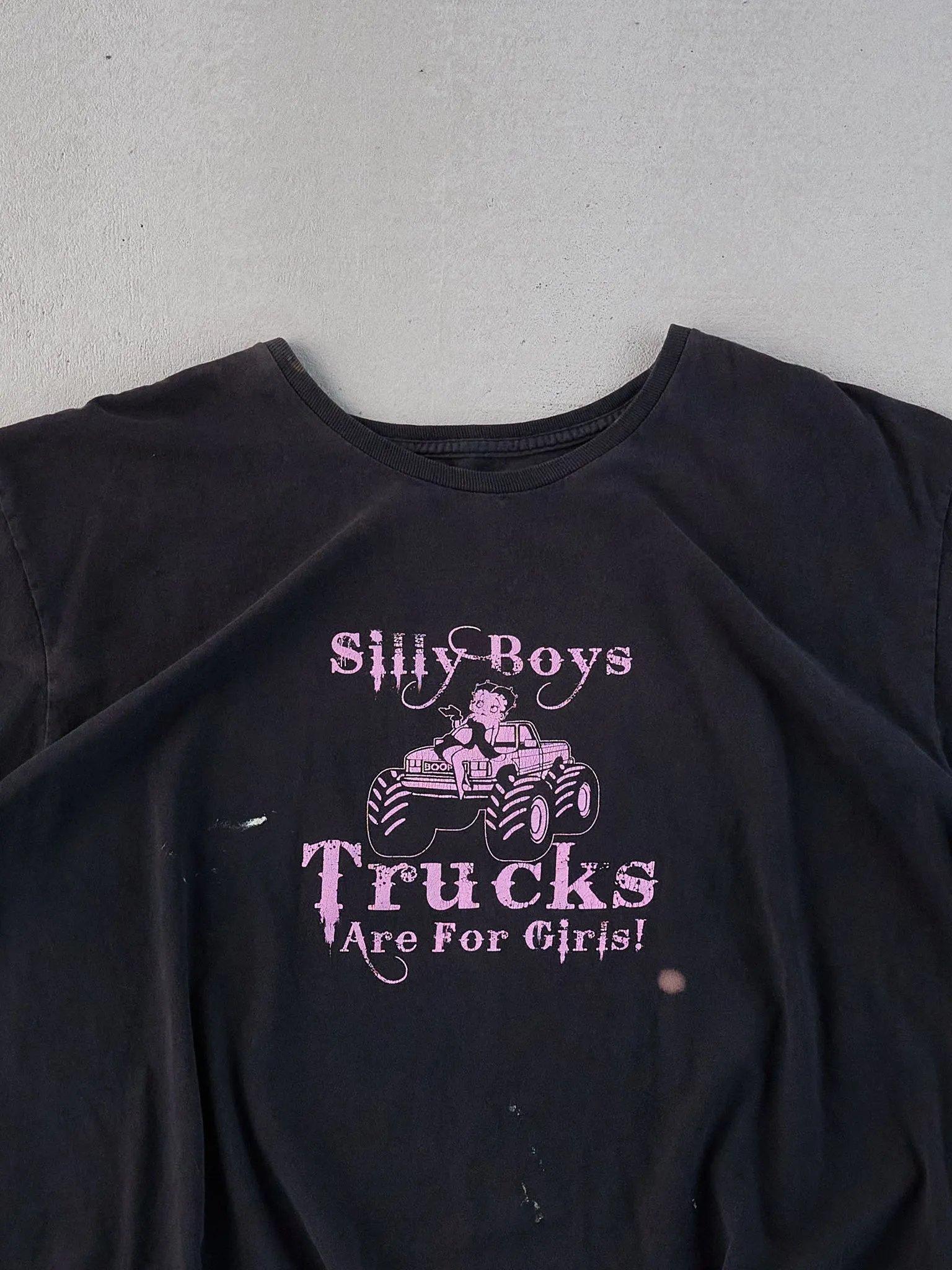 Vintage Y2k Black Betty Boop "Silly Boys Trucks Are for Girls" Tee (M) sold by Rebalance Vintage product image thumbnail 2