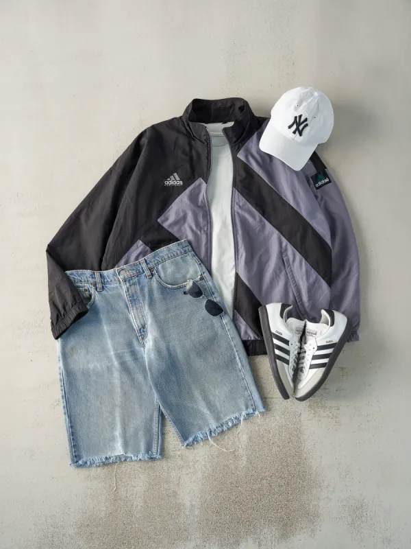 Vintage Y2K Black & Grey Embroidered Adidas Equipment Track Jacket