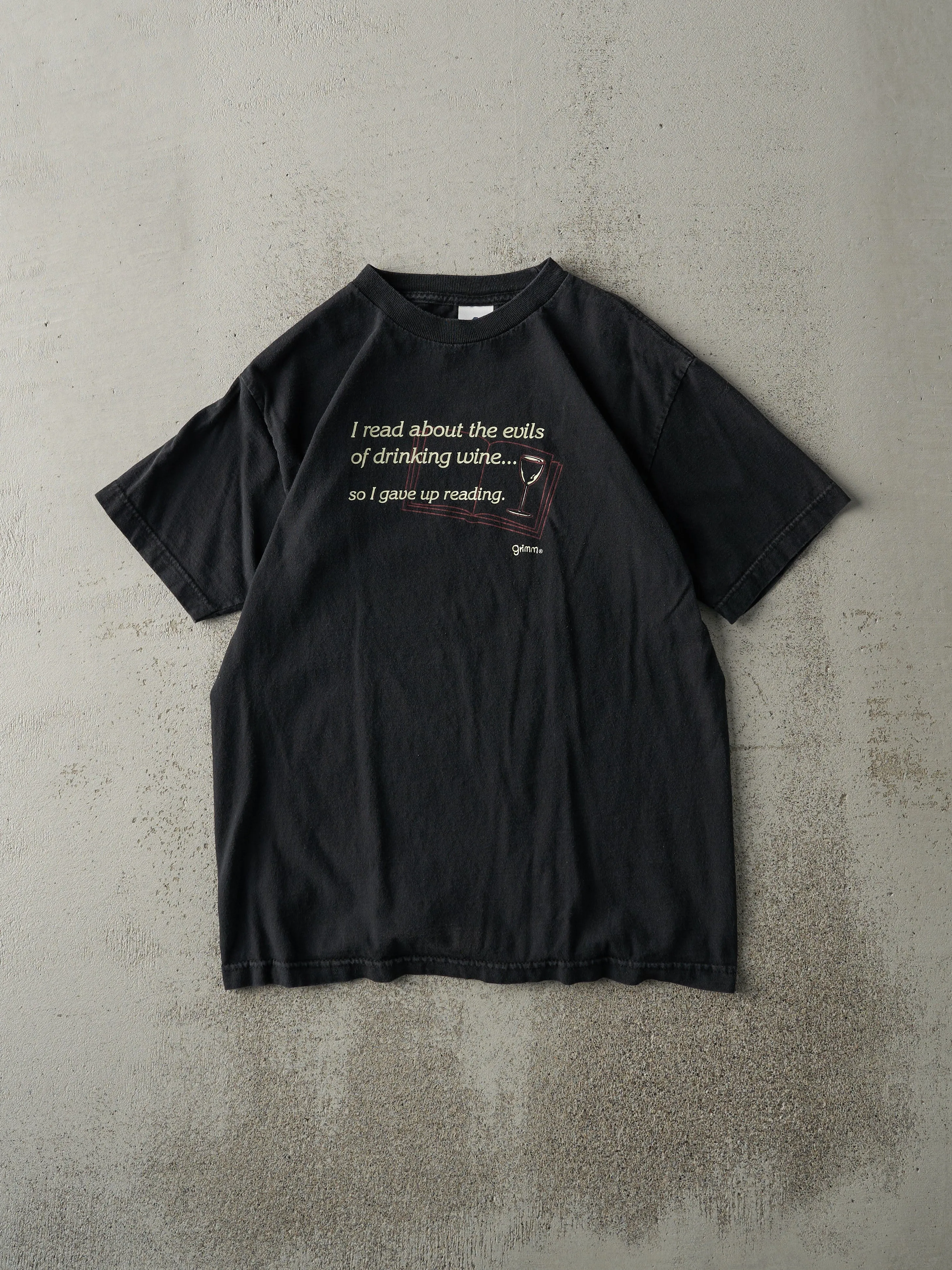 Vintage Y2K Black "Gave Up Reading" Tee (S) sold by Rebalance Vintage