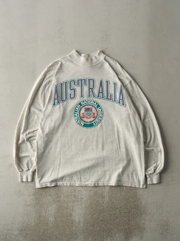 Vintage 90s Heather Grey Australian National University Long Sleeve (L/XL) sold by Rebalance Vintage