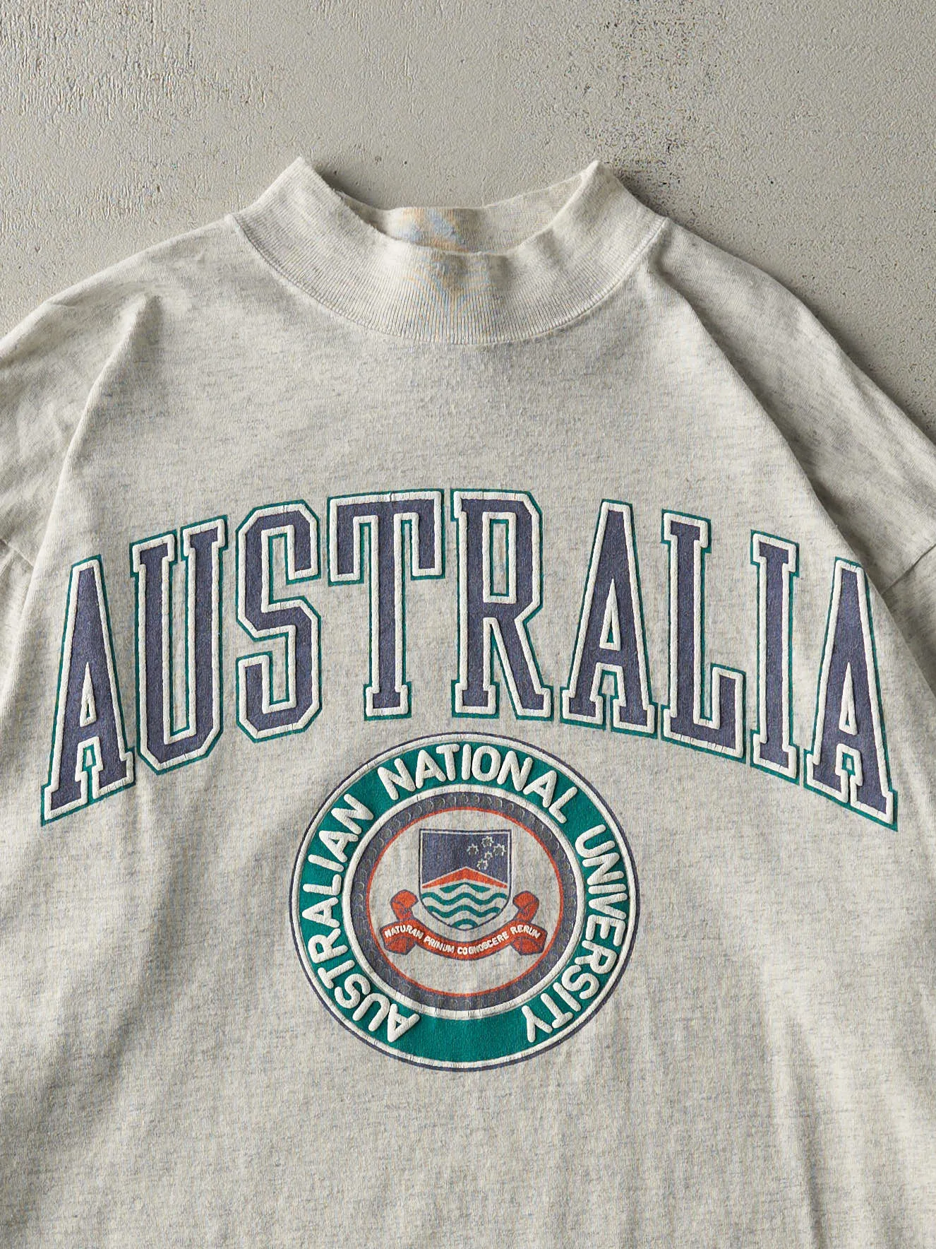 Vintage 90s Heather Grey Australian National University Long Sleeve (L/XL) sold by Rebalance Vintage product image thumbnail 2