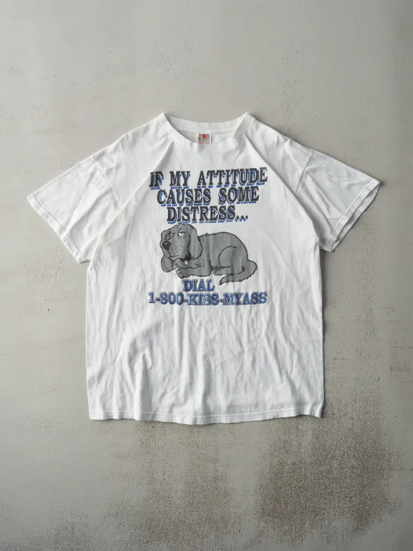 Vintage Y2K White "1-800-Kiss-MyAss" Tee (M) sold by Rebalance Vintage