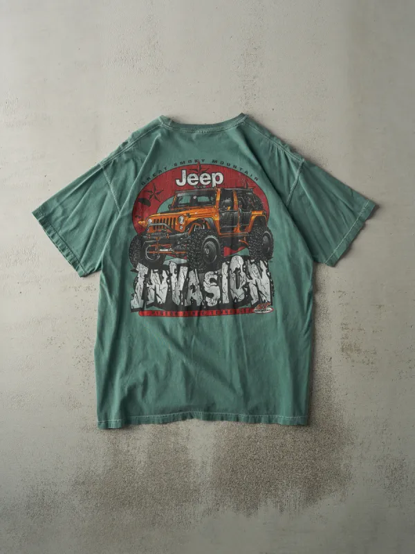 Vintage Y2K Washed Green Jeep Club Invasion Tee (L) sold by Rebalance Vintage