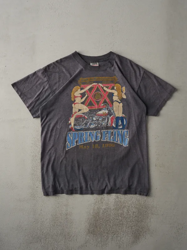Vintage 96' Charcoal Grey Spring Fling Single Stitch Biker Tee (M) sold by Rebalance Vintage