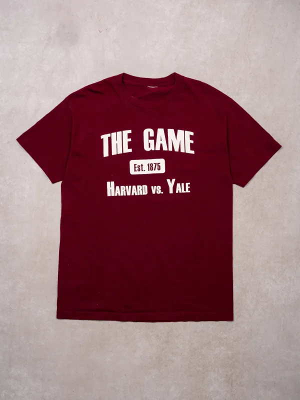 Vintage Maroon Harvard v Yale The Game Tee (L) sold by Rebalance Vintage
