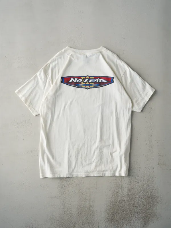 Vintage 96' Faded Beige No Fear Logo Tee (L) sold by Rebalance Vintage