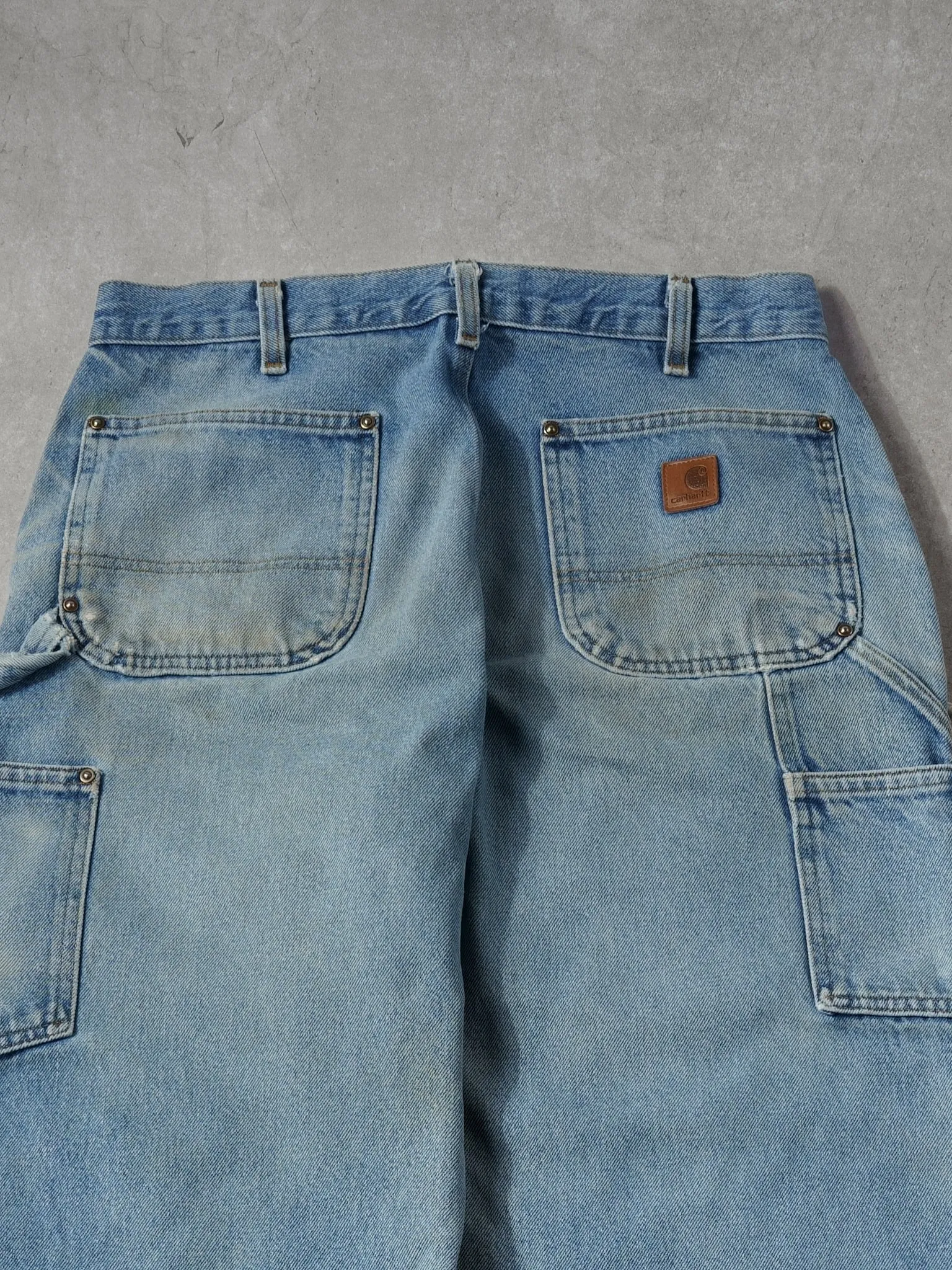 Vintage 90s Rare Light Washed Blue Carhartt Denim Double Knee Carpenter Jeans (34x33) sold by Rebalance Vintage product image thumbnail 4