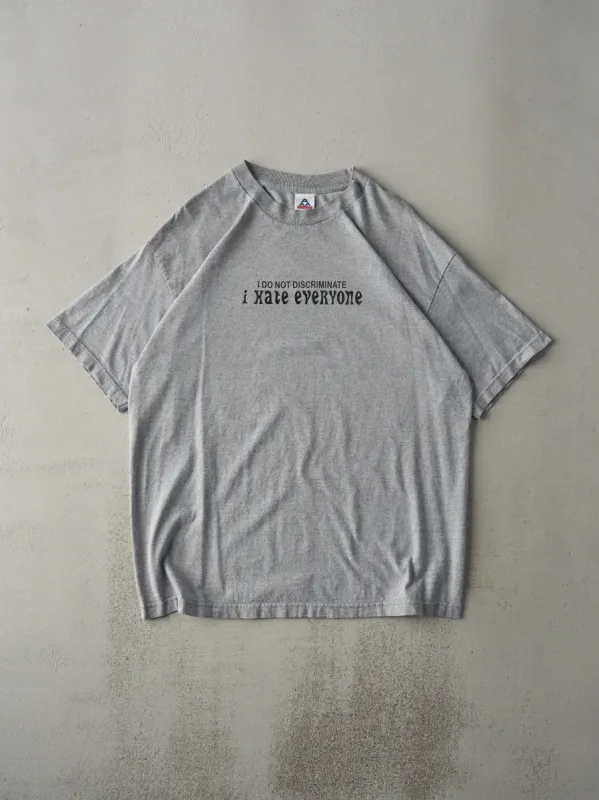 Vintage Y2K Grey "I Hate Everyone" Tee (L) sold by Rebalance Vintage