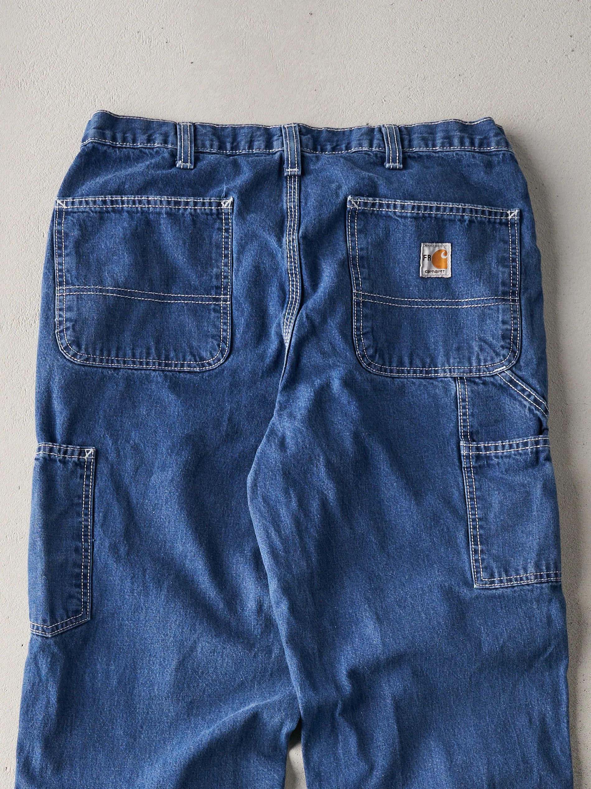 Vintage Y2K Blue Fire Resistant Carhartt Denim Jeans (34x33) sold by Rebalance Vintage product image thumbnail 4