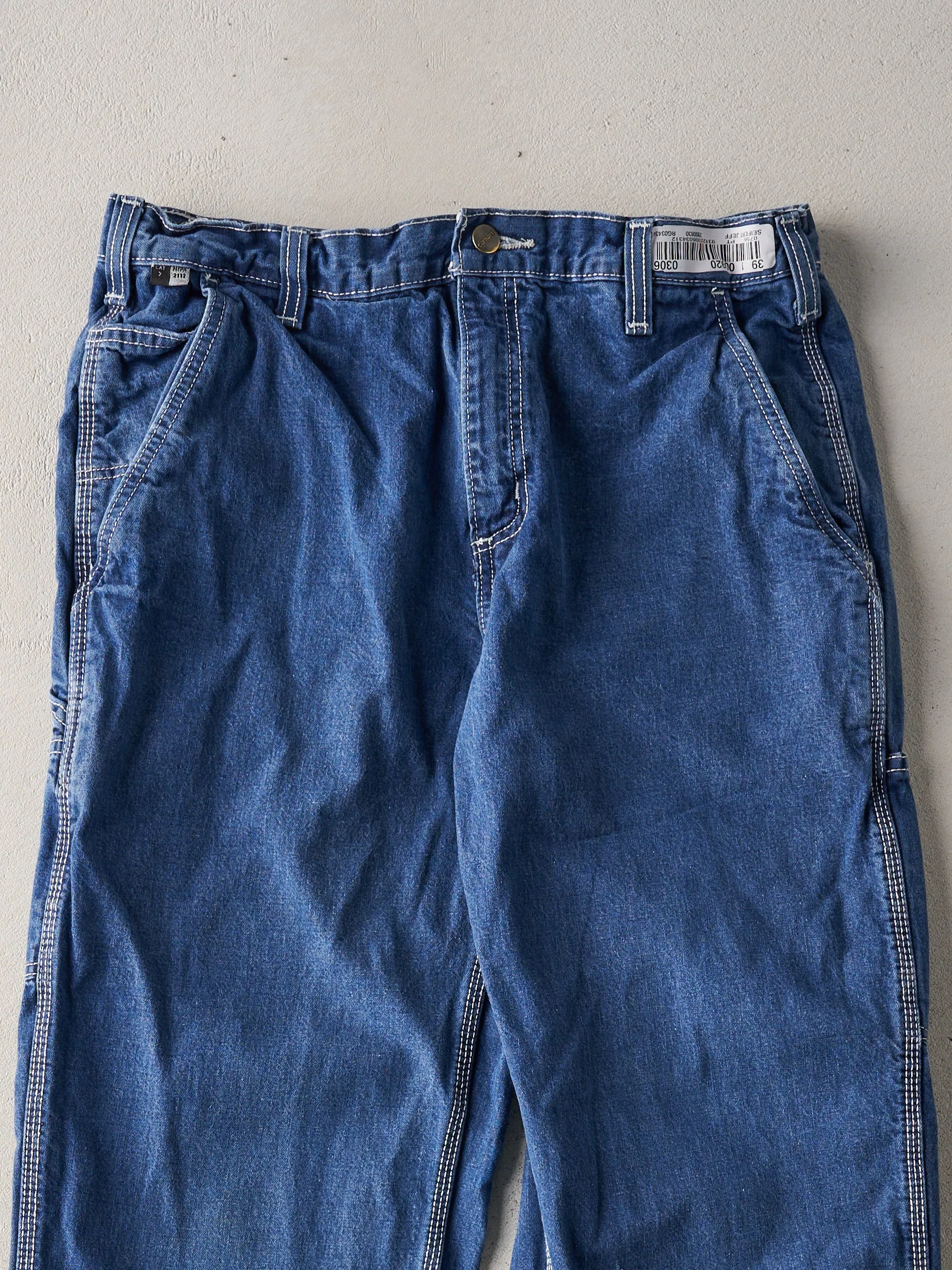 Vintage Y2K Blue Fire Resistant Carhartt Denim Jeans (34x33) sold by Rebalance Vintage product image thumbnail 3