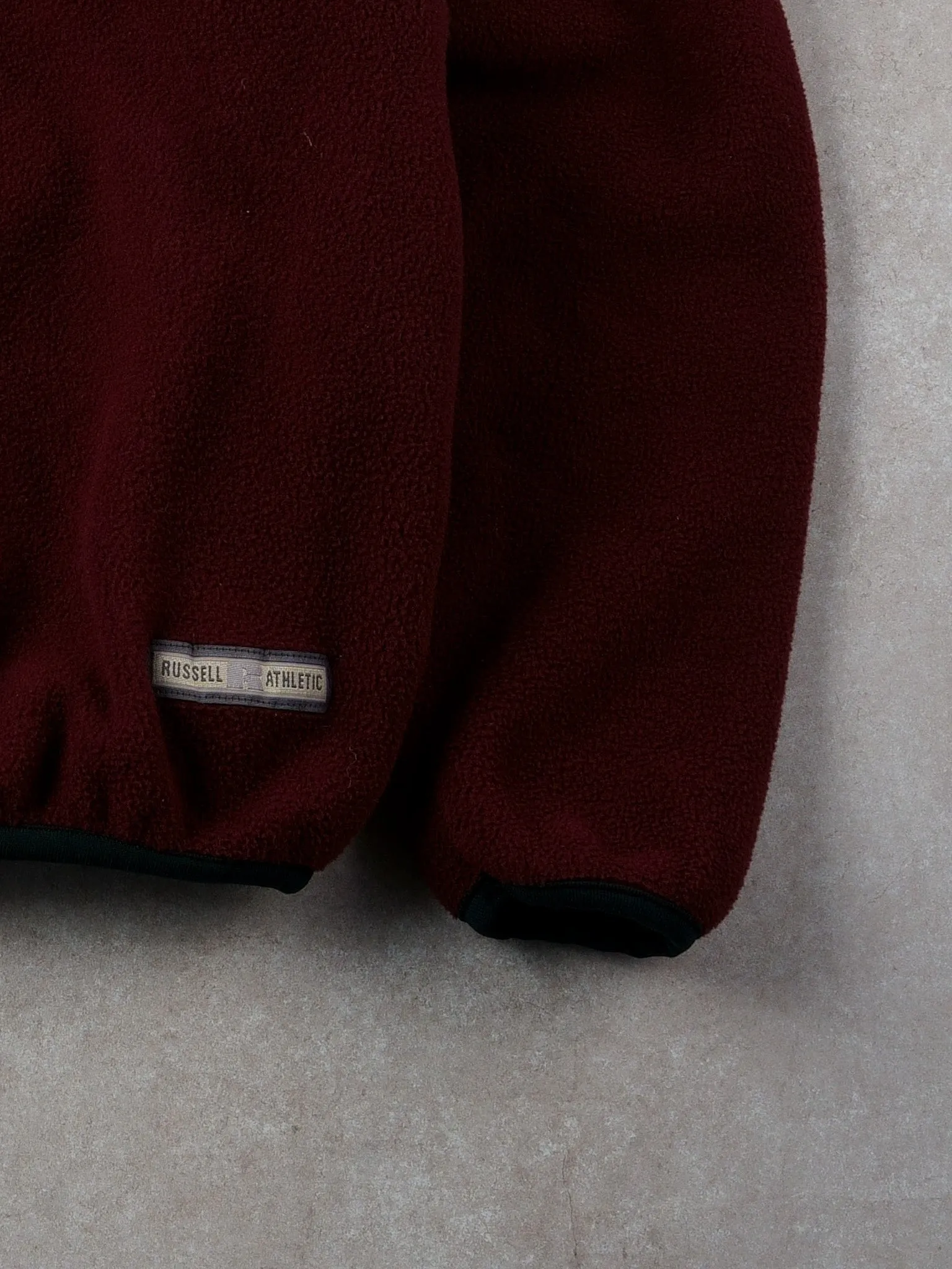 Vintage 90s Maroon Russell Athletics Fleece 1/4 Button Up (L) sold by Rebalance Vintage product image thumbnail 3