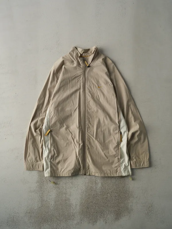Vintage Y2K Beige & White Nike Long Windbreaker Jacket (M/L) made by Rebalance Vintage