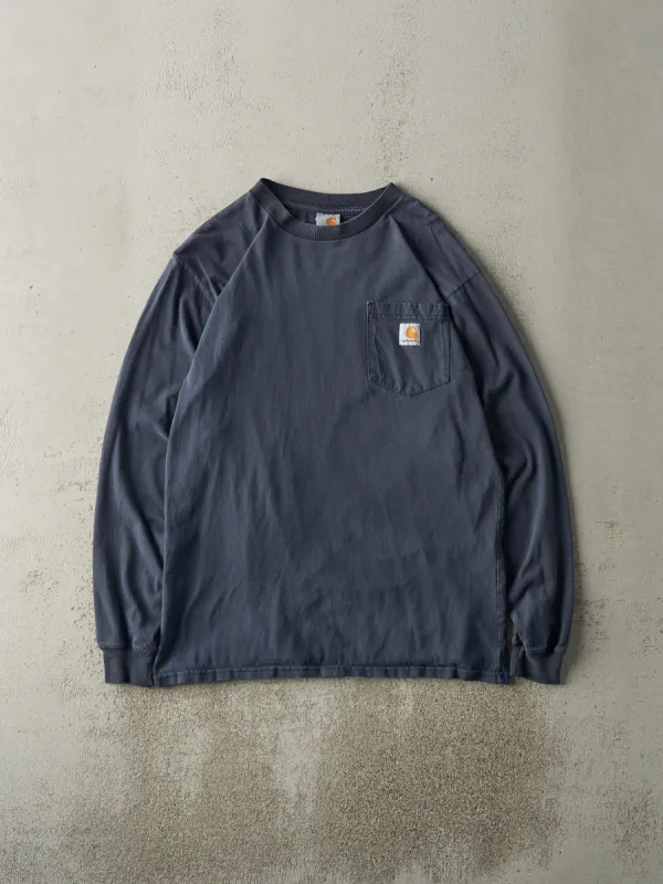 Vintage 90s Navy Blue Carhartt Pocket Long Sleeve (M) sold by Rebalance Vintage