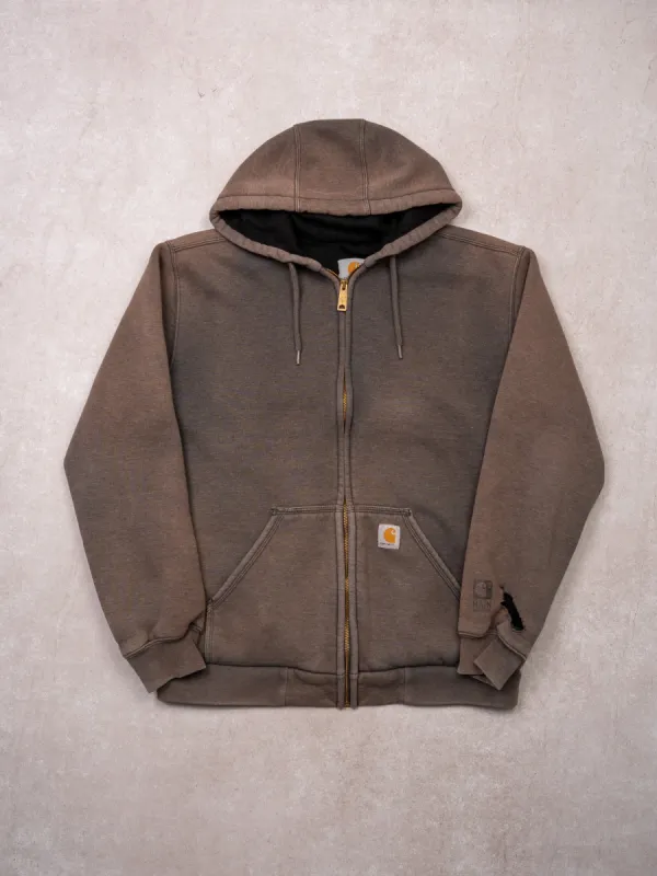 Vintage Sun Faded Brown Carhartt Lined Hoodie (L) sold by Rebalance Vintage
