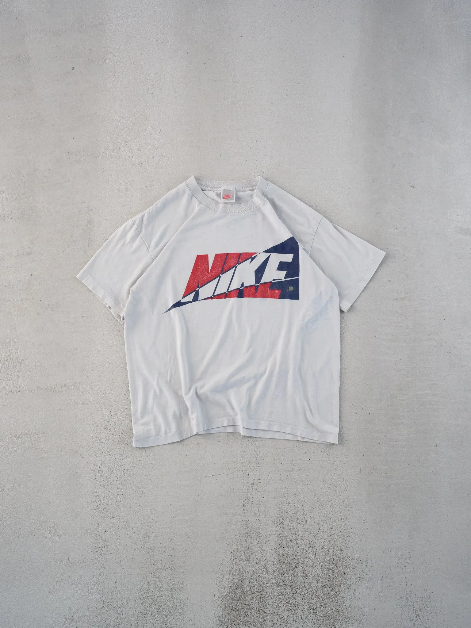 Vintage 90s White Nike Tri-colour Logo Tee (S/M) sold by Rebalance Vintage