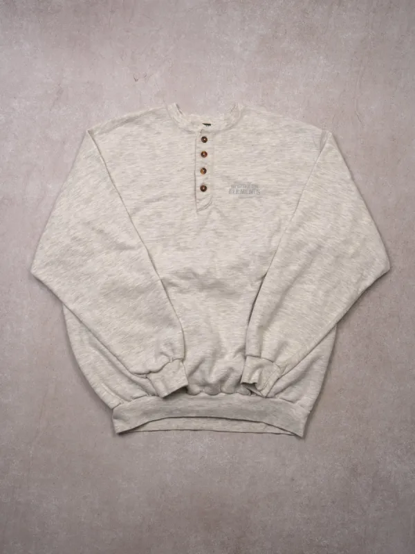 Vintage Grey + Cream Northern Elements 1/4 Button Up Sweater (L) sold by Rebalance Vintage