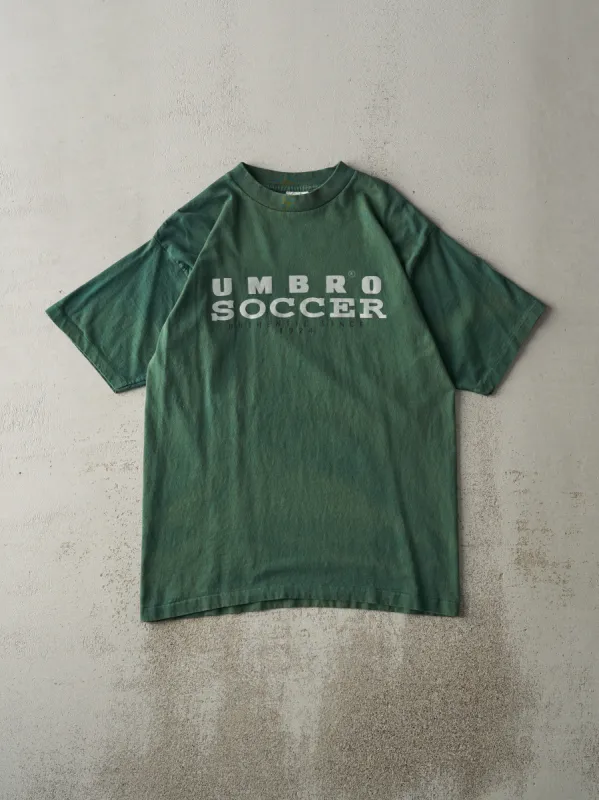 Vintage 90s Sun Faded Green Umbro Soccer Single Stitch Tee (M) made by Rebalance Vintage
