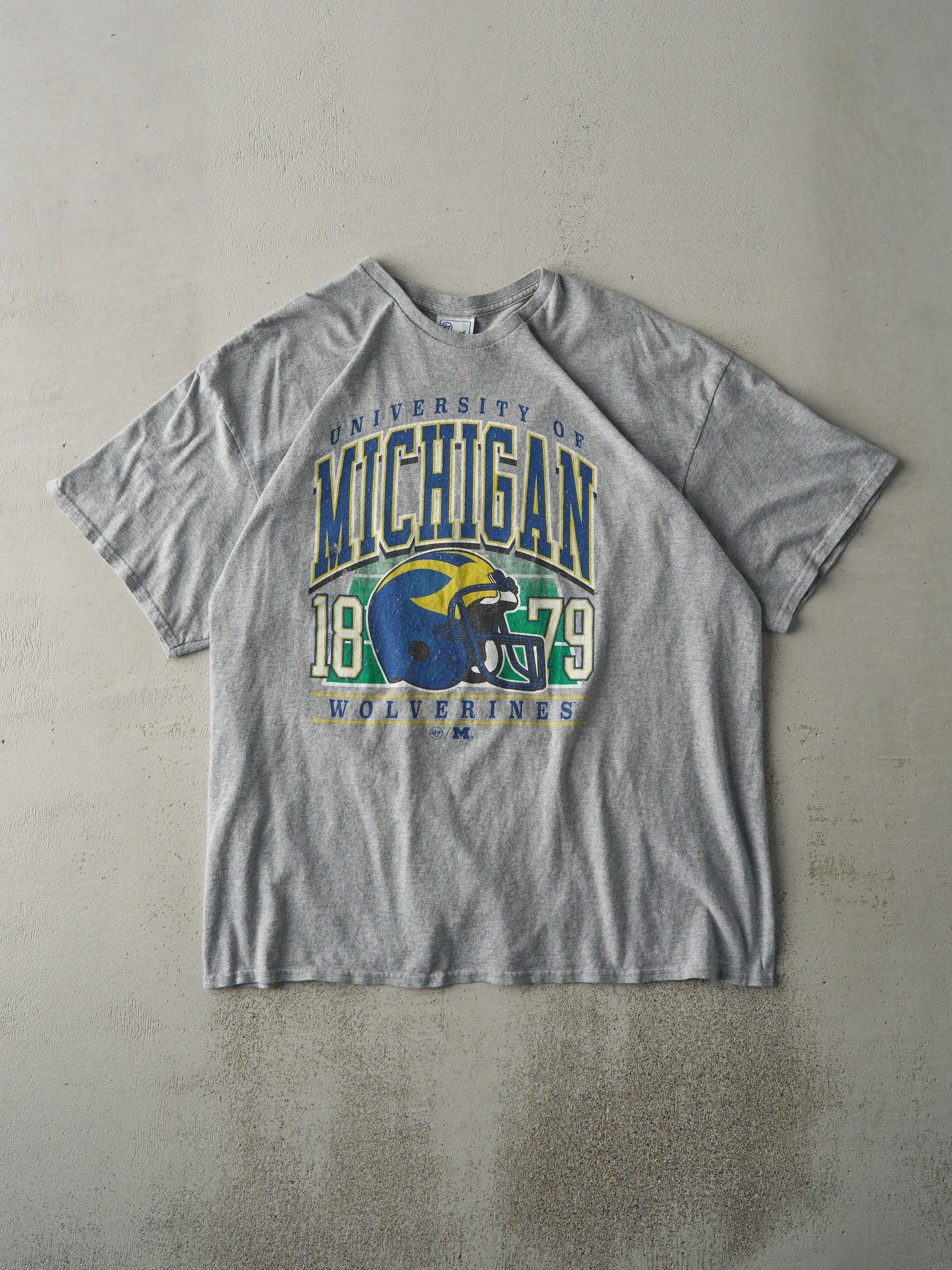 Vintage Y2K Grey University of Michigan Wolverines Tee (L) sold by Rebalance Vintage