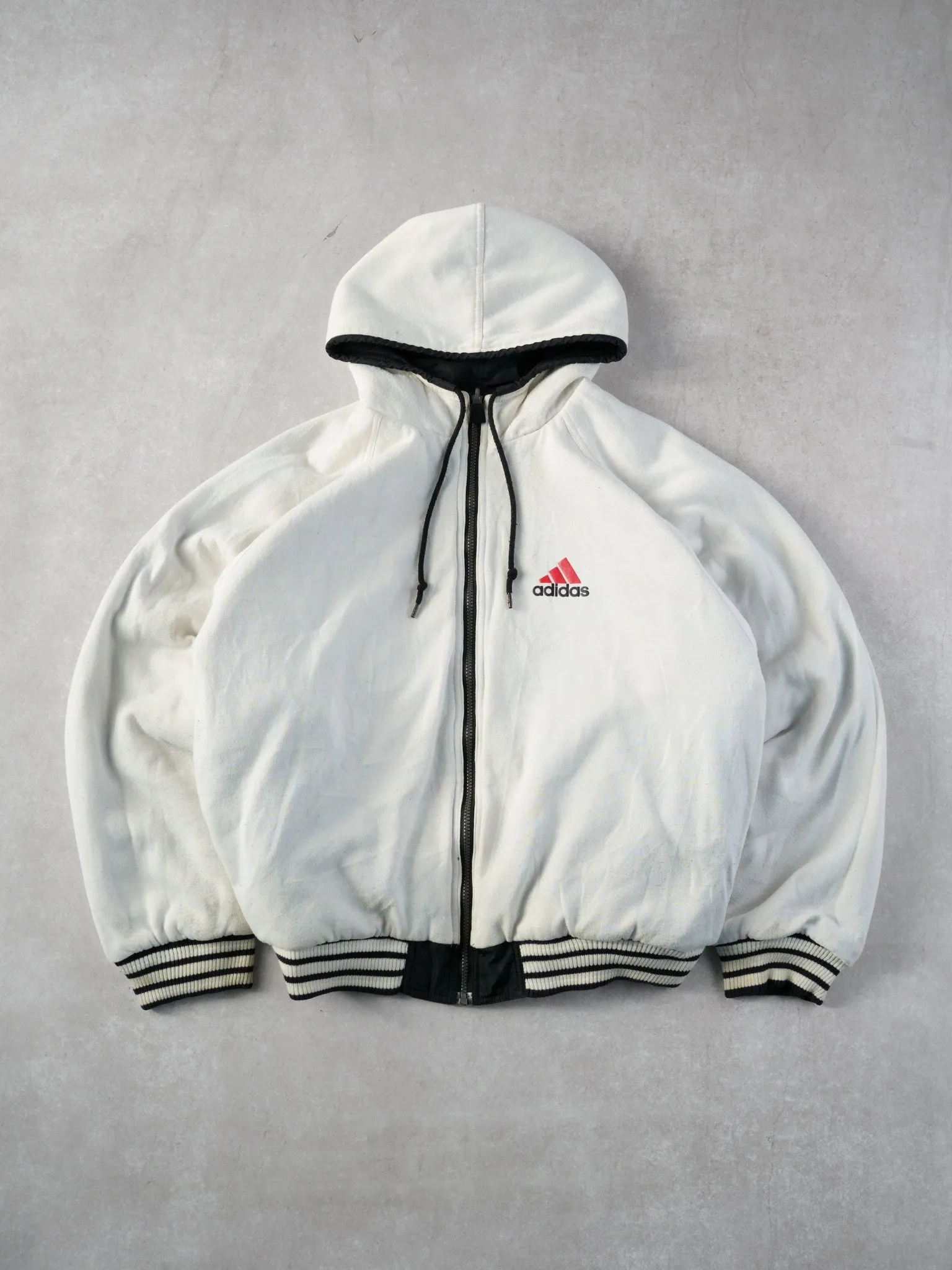 Vintage 90s Black Adidas Hooded Reversible Hooded Windbreaker (L) sold by Rebalance Vintage product image thumbnail 3
