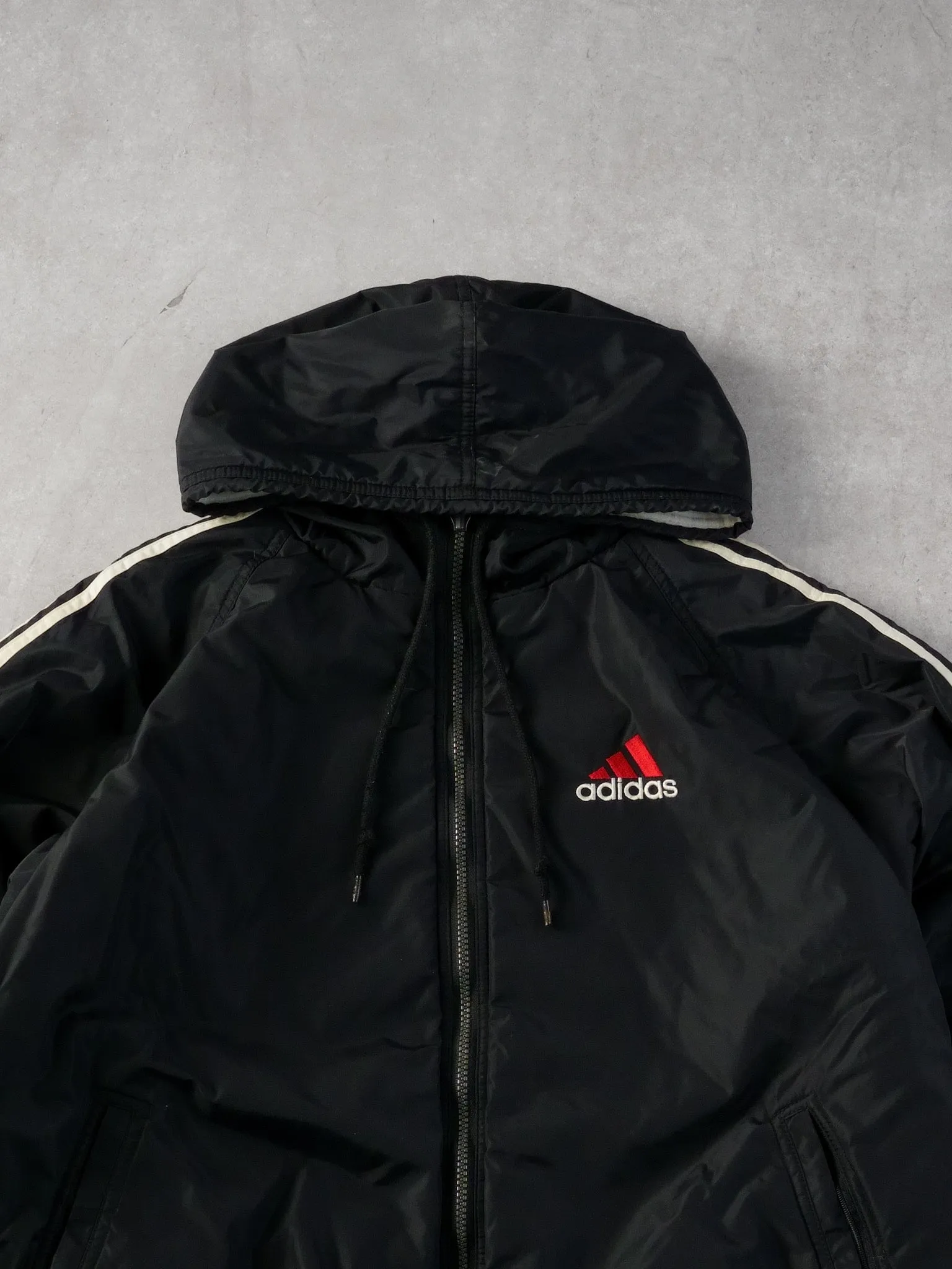 Vintage 90s Black Adidas Hooded Reversible Hooded Windbreaker (L) sold by Rebalance Vintage product image thumbnail 5