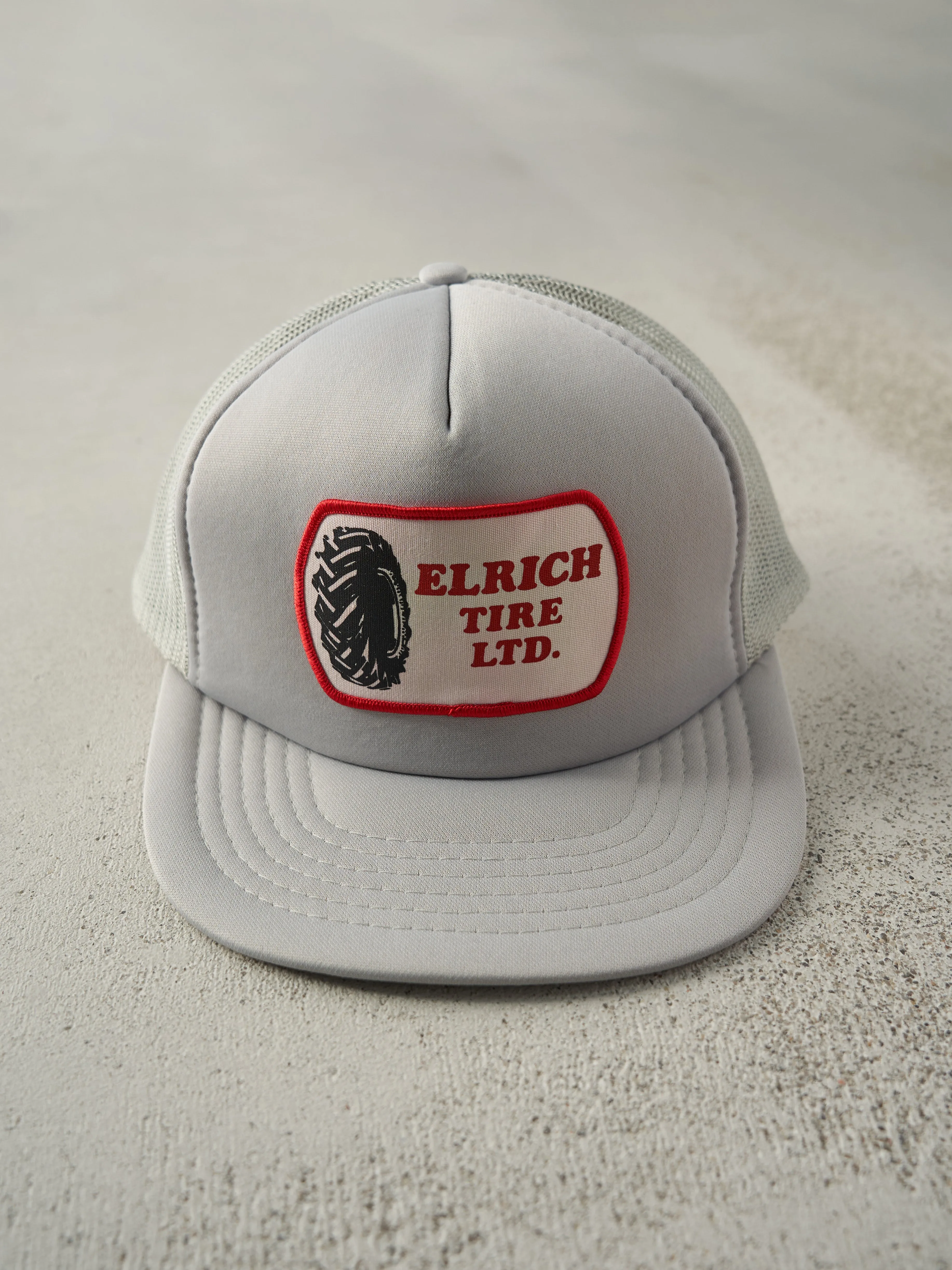 Vintage 80s Grey Elrich Tire LTD. Foam Trucker Hat sold by Rebalance Vintage