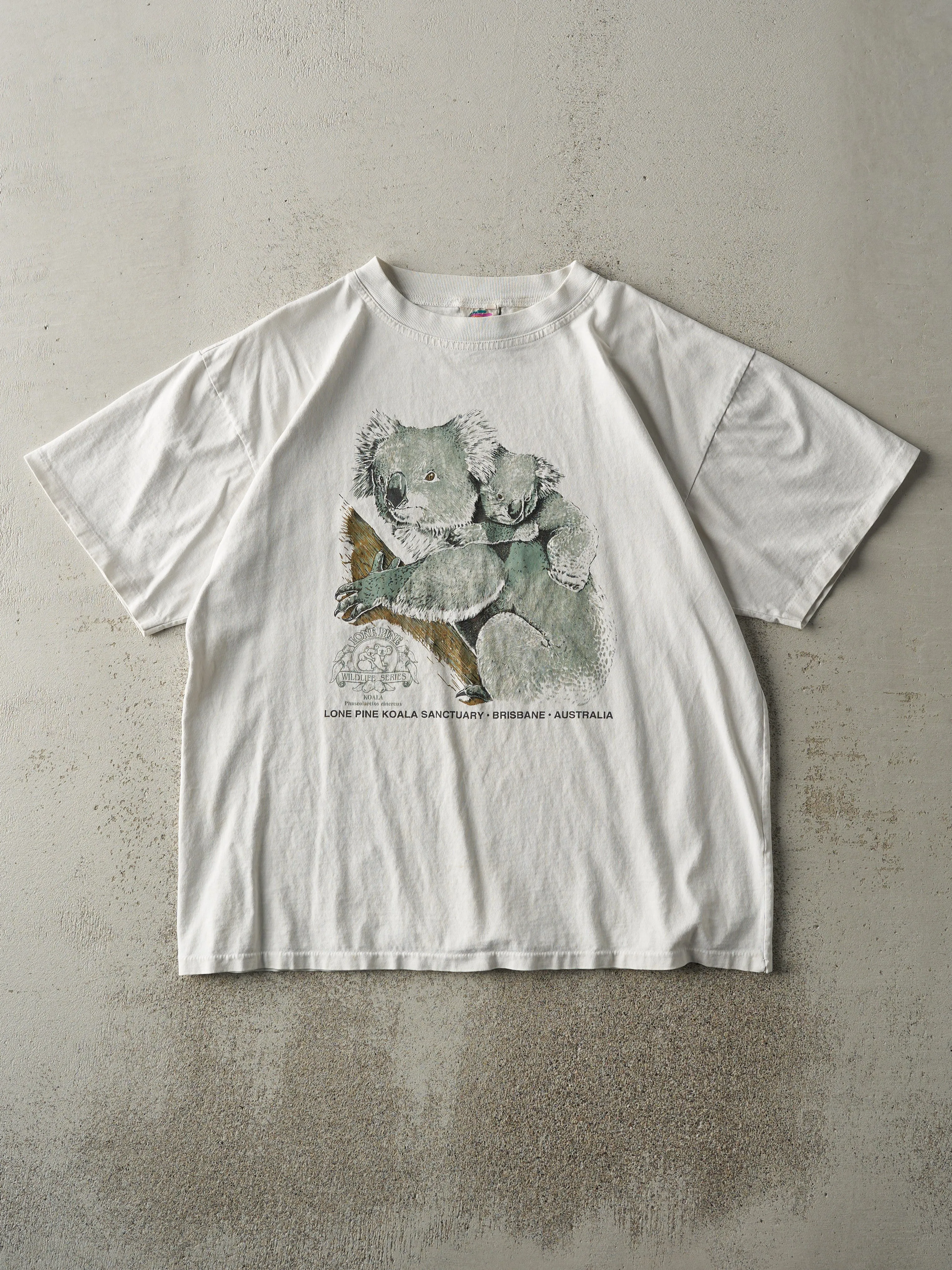 Vintage 90s White Lone Pine Koala Sanctuary Tee (M) sold by Rebalance Vintage