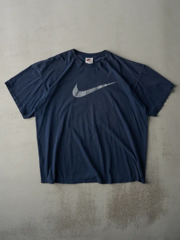Vintage 90s Navy Blue Nike Big Swoosh Tee (XL) sold by Rebalance Vintage