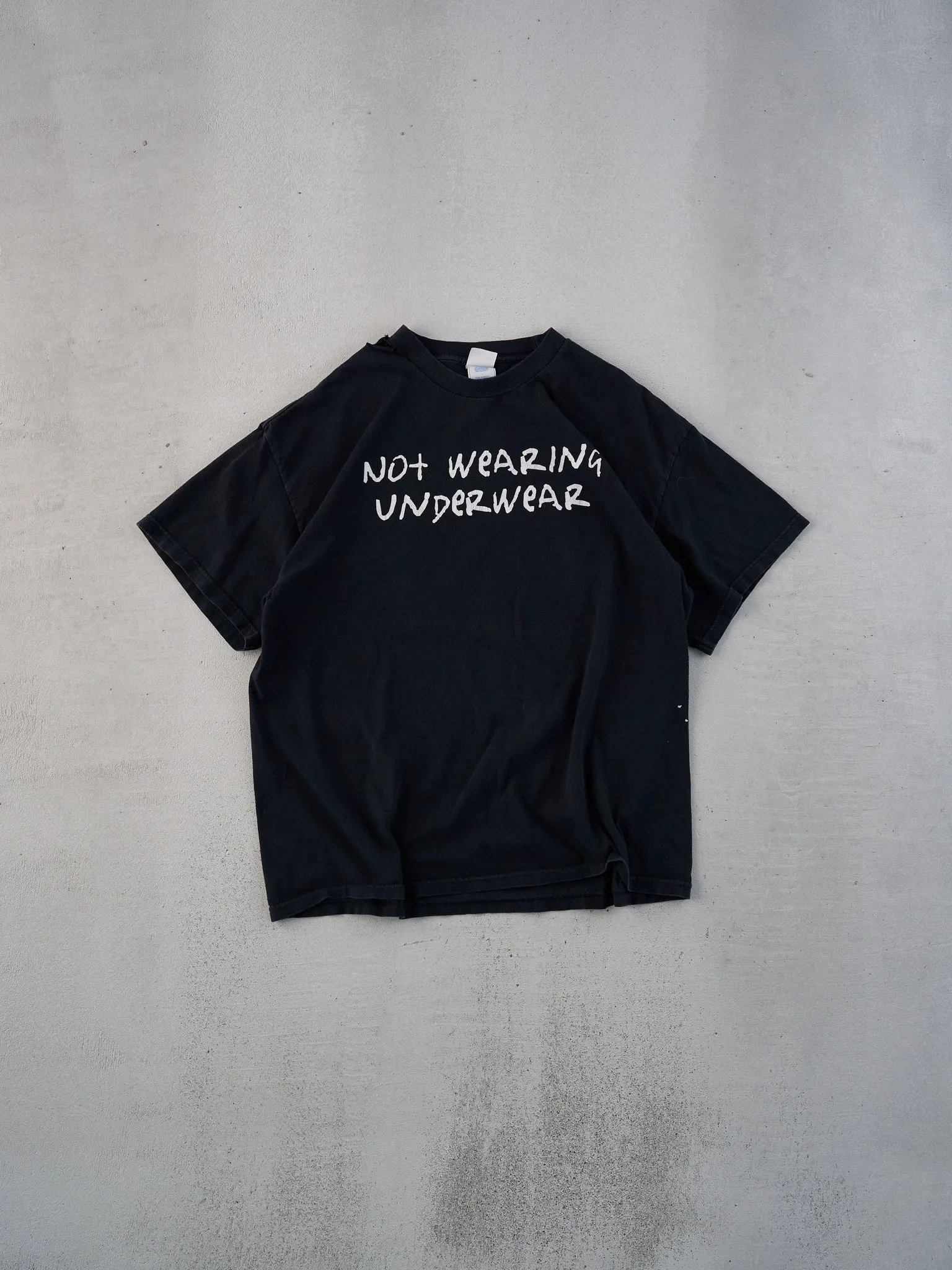 Vintage 90s Black "Not Wearing Underwear" Tee (M) sold by Rebalance Vintage