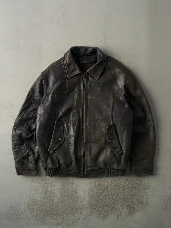 Vintage 90s Faded Black Danier Leather Jacket (L) sold by Rebalance Vintage