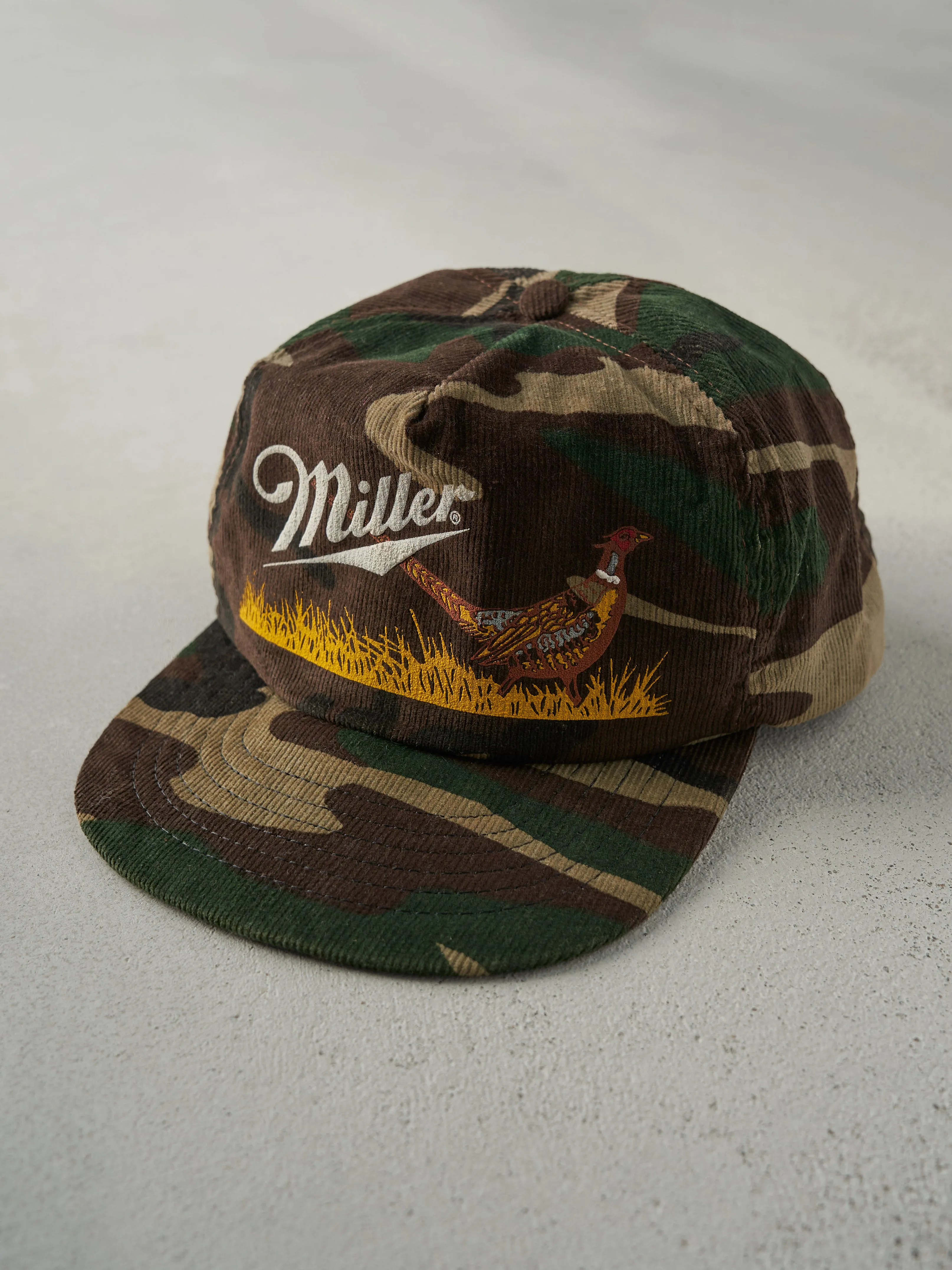 Vintage 80s Camo Miller Brewing Co Corduroy Snap Back Hat sold by Rebalance Vintage product image thumbnail 2