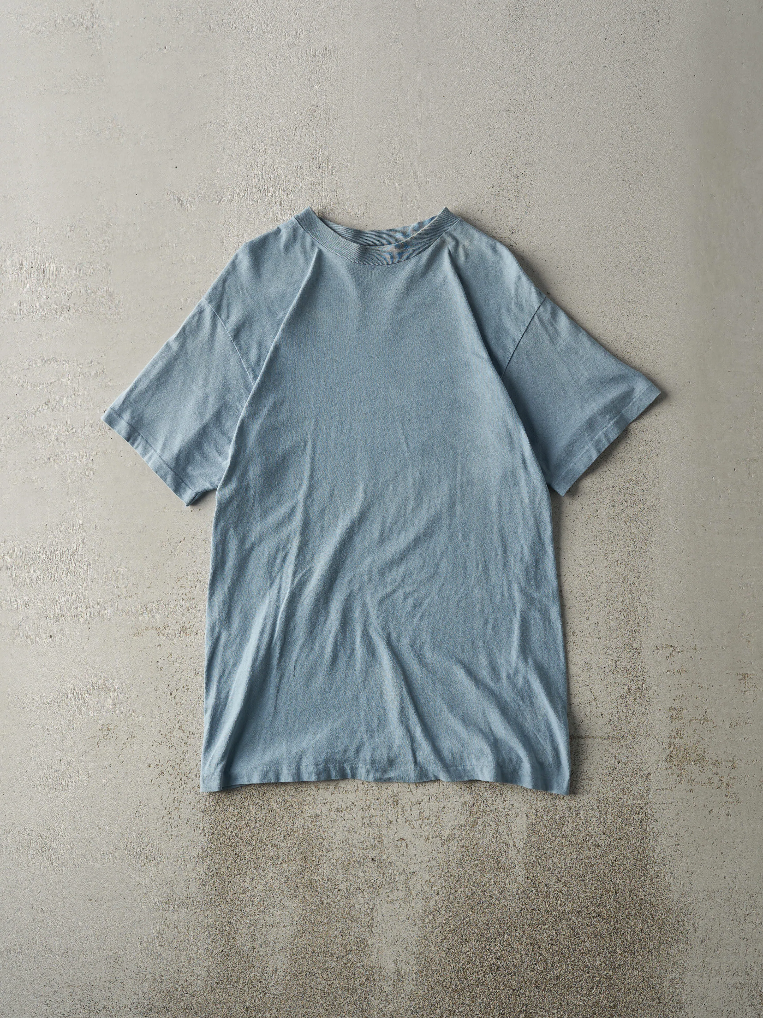 Vintage 90s Slate Blue Blank Single Stitch Tee (S/M) sold by Rebalance Vintage