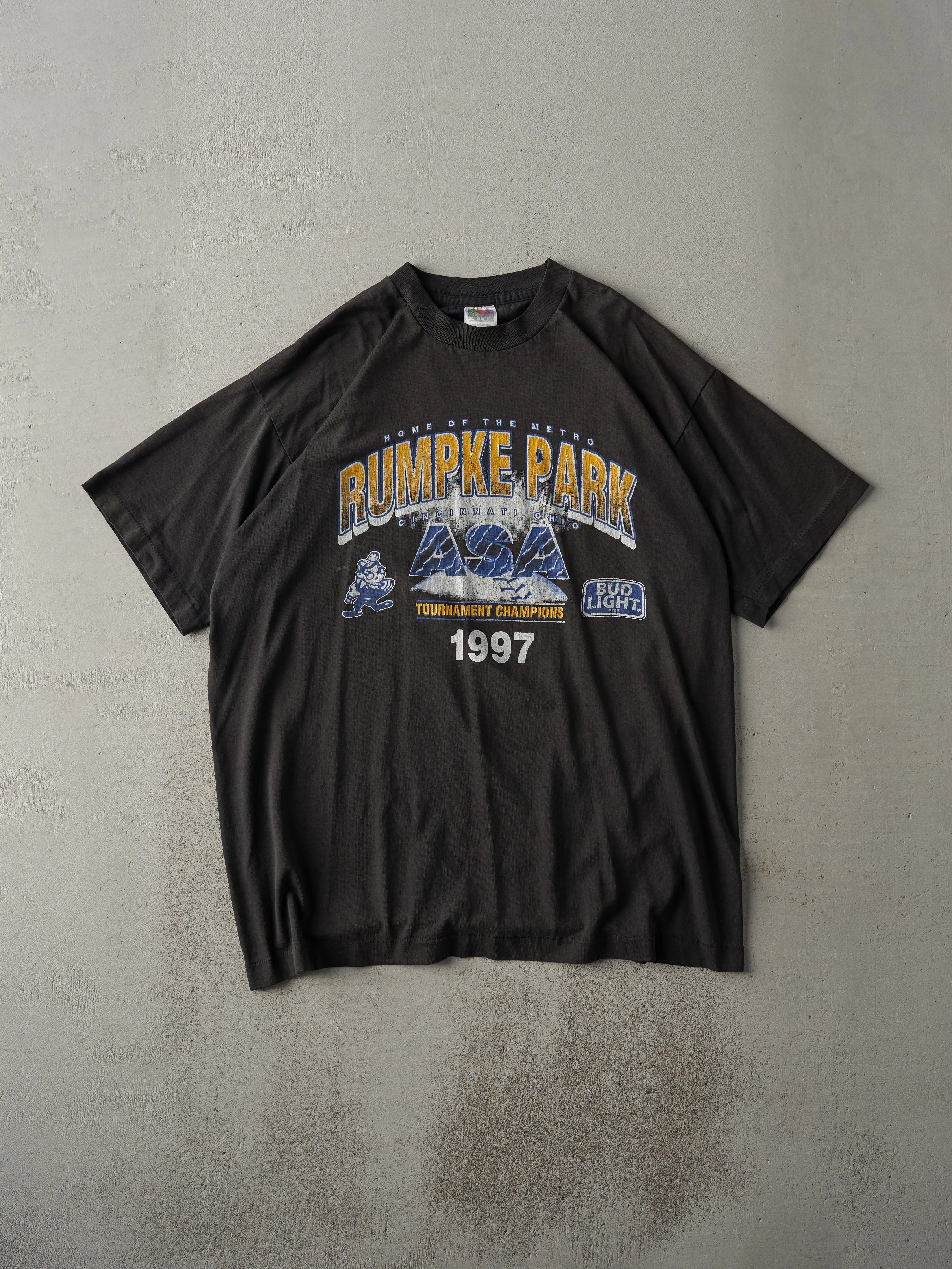 Vintage 97' Black Rumpke Park Softball Champions Single Stitch Tee (M/L) sold by Rebalance Vintage