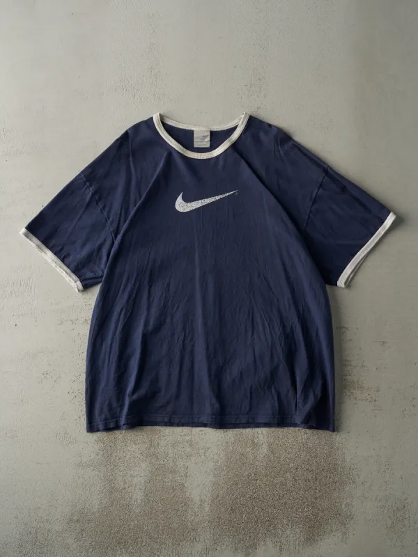 Vintage Y2K Navy Blue Nike Ringer Tee (XL) sold by Rebalance Vintage