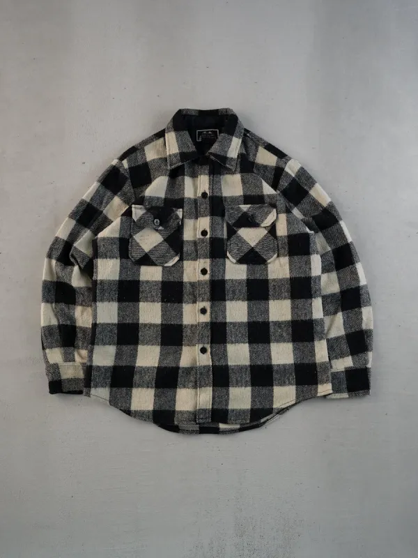 Vintage 90s Black and White Plaid Flannel Button Up (M) sold by Rebalance Vintage